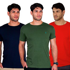 Kit Camisetas Bruder - Vermelha, Verde e Marinho