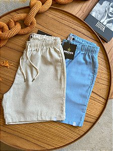 Kit Shorts Linho - Azul bebe e Bege Bruder