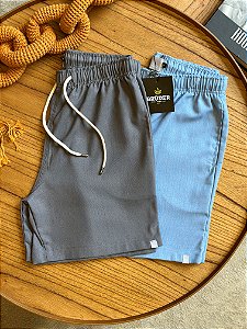 Kit Shorts Linho - Azul bebe e Chumbo Bruder