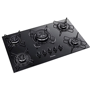 Cooktop 5 Bocas com Tripla Chama Vidro Temperado Essencial Preto Itatiaia