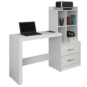 Escrivaninha com Nichos e 2 Gavetas Alana Branca JCM