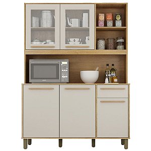 Armário De Cozinha Compacta 5 Portas 1 Gaveta Rubi Cinamomo/Off White Valdemóveis