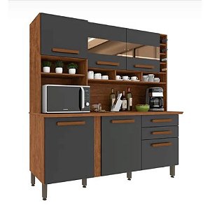 Cozinha Completa com 6 Portas e 2 Gavetas Alexia Cinamomo/Grafite IMOP