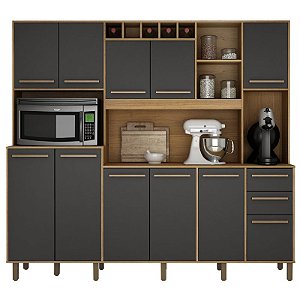 Cozinha Completa Petra Cinamomo/Grafite Valdemóveis