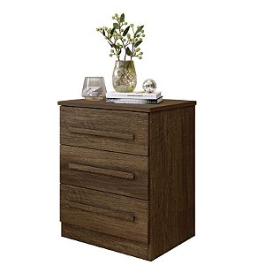 Mesa de Cabeceira 3 Gavetas com Puxadores Benetil Império Imbuia