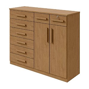 Cômoda 8 Gavetas e 2 Portas Toronto Amêndoa Clean Móveis Lopas