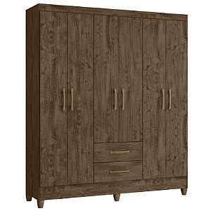 Guarda Roupa Casal com 6 Portas e 2 Gavetas Panamá Castanho Wood Moval