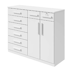 Cômoda 8 Gavetas e 2 Portas Toronto Branco Móveis Lopas