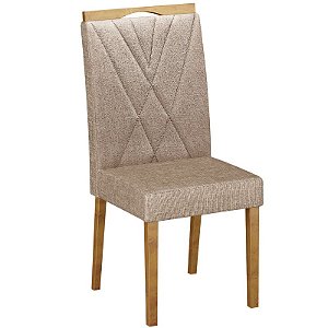 Cadeira com Tecido Bege Linho Lara Cinamomo Valdemóveis