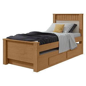 Bicama Solteiro Athenas Amêndoa Clean/Off White/Amêndoa Clean Móveis Lopas