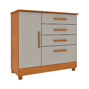 Cômoda Chicago 4 Gavetas 1 Porta Cinamomo/Off White Tcil