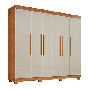 Guarda Roupa Casal 6 Portas com 4 Gavetas Internas Londres Prime Cinamomo/Off White IMOP
