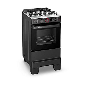 Fogão 4 Bocas com Acendimento Automático e Forno 50L Ideal Super Preto Esmaltec