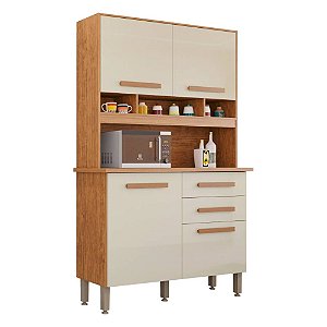 Cozinha Compacta com 4 Portas e 2 Gavetas Sofia Cinamomo/Off White IMOP