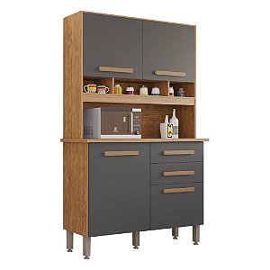 Cozinha Compacta com 4 Portas e 2 Gavetas Sofia Cinamomo/Grafite IMOP