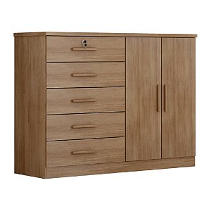 Cômoda 5 Gavetas e 2 Portas Space Cumaru Móveis Novo Horizonte