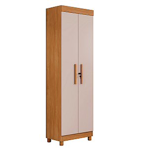 Armário Multiuso 2 Portas com Chave Benetil New Roma Cinamomo/Off