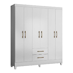 Guarda Roupa Casal 6 Portas e 2 Gavetas Panamá Branco Moval