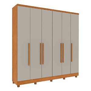Guarda Roupa Casal Veneza 6 Portas Cinamomo/Off White com Pés Tcil