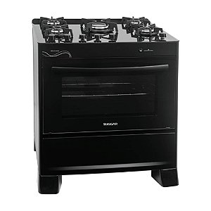 Fogão 5 Bocas com Mesa de Vidro e Forno 90L Neo Glass Preto Suggar