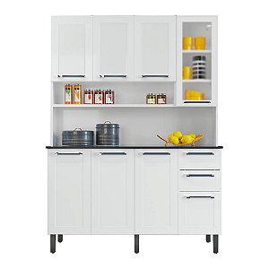 Kit Cozinha 140cm Branco com 8 Portas e 2 Gavetas Florença Branco Itatiaia