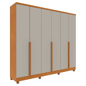 Guarda Roupa Casal 6 Portas Cataguases Cinamomo/Off White com Pés Tcil