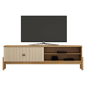 Rack Para TV Até 55" Polegadas Ouro Preto Cinamomo/Off White Valdemóveis