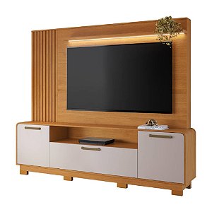 Home com LED e Portas Apego Cinamomo/Off White JCM Móveis