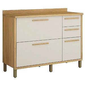 Balcão Cozinha 1200 3 Portas 2 Gavetas Torino Cinamomo/Off White Valdemóveis