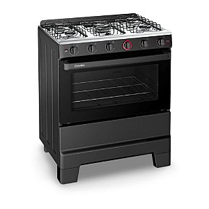 Fogão 5 Bocas com Super Chama e Forno 84L Ideal Super Preto Esmaltec