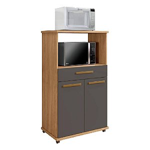 Balcão 2 Portas 1 Gaveta para Micro-ondas Conquista Cinamomo/Grafite Arte Móveis