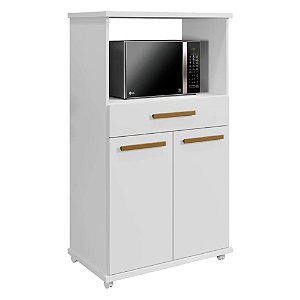 Balcão 2 Portas 1 Gaveta para Micro-ondas Conquista Branco Arte Móveis