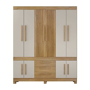 Guarda Roupa 10 Portas 3 Gavetas Cinamomo/Off White Bem Te Vi Valdemóveis