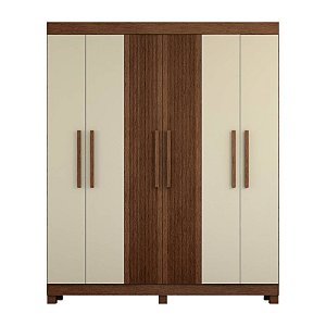 Guarda Roupa 6 Portas 2 Gavetas Imbuia/Off White Andorinha Valdemóveis