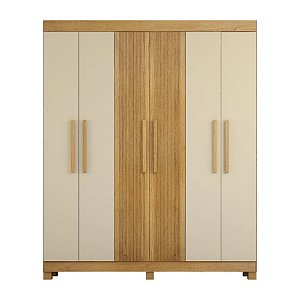 Guarda Roupa 6 Portas 2 Gavetas Cinamomo/Off White Andorinha Valdemóveis