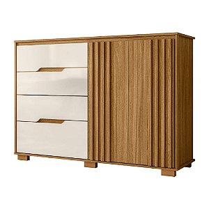 Cômoda 4 Gavetas e 1 Porta Texas Freijó/Off White Moval