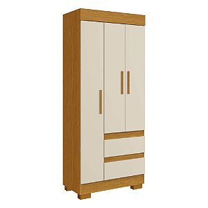 Guarda Roupa Solteiro 3 Portas 2 Gavetas Maya Cinamomo/Off White ACP Móveis