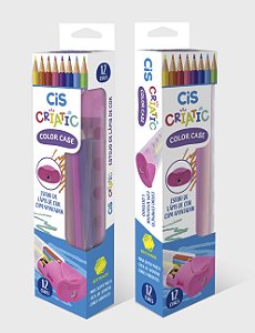 Estojo Lápis de Cor + Apontador Criatic c/ 12 Cores - Cis