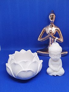 Kit Castiçal Flor de Lótus + Buda Meditação