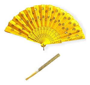 Leque + Piteira Pomba Gira Ciganas Amarelo Umbanda Candomblé