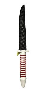 1 Un Punhal 15 Cm Cabo Branco E Vermelho Umbanda Candomblé