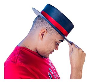 Cartola Baixa Exú Com Faixa Vermelha Umbanda Candomblé