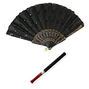 Leque + Piteira Pomba Gira Ciganas Preto