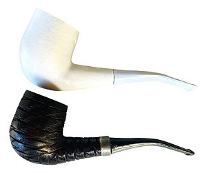 Kit Cachimbo 1 Branco 1 Preto Curvo Pretos Velhos Umbanda