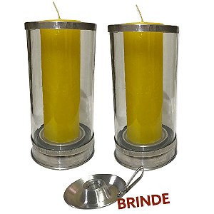 2 Copo Para Vela Suporte De 7 Dias Vidro Antichamas Brinde