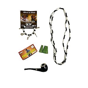 Kit Pretos Velhos Adorei as Almas Guia Defumador Cachimbo
