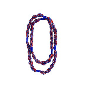 Braja 8 fios Trançados Azul  Vermelho Cristalizado Ogum 70cm