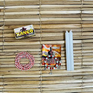 Kit Xango Branco Vermelho Velas 18cm Pulseira Defumador Guia