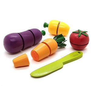 Coleção Comidinhas – Kit Legumes com Corte 4 Legumes, Faca e Caixa - Newart Toy