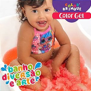 Color Gel - VERMELHO - Transforma a água da banheira em Gel para brincar - Color Brinque